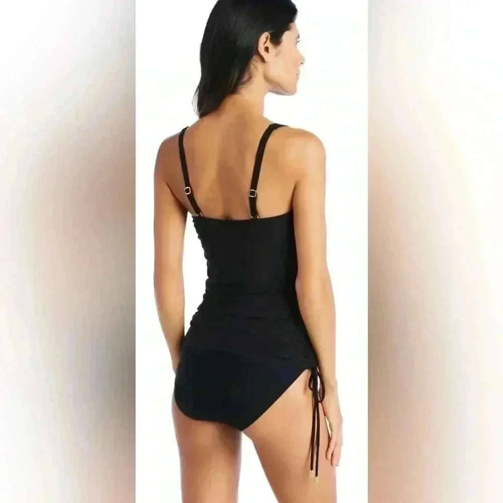 Beyond Tummy Control Draped V Neck Swim Dress Swimsuit (Sz 8) - Picture 3 of 5